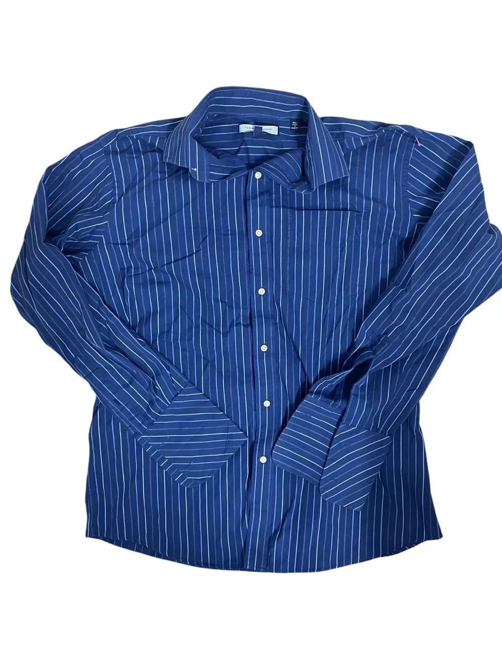 Tommy Hilfiger Ithaca Blue Stripe Button Up Dress Shirt Men’s Size 16 34/35 L